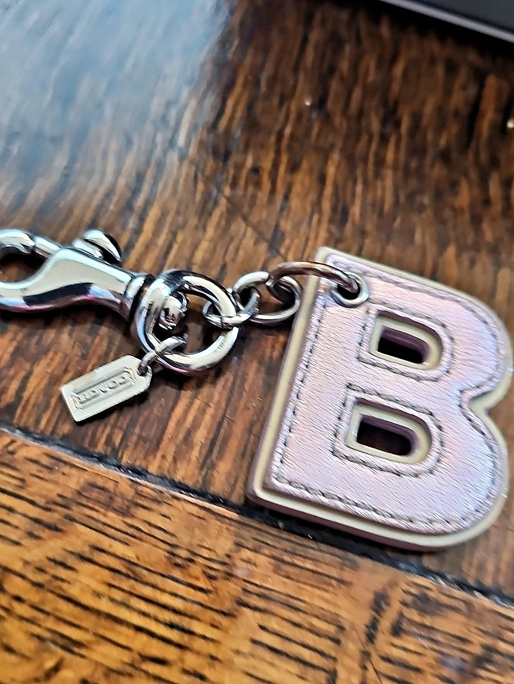 Vintage Coach Letter B Leather Bag Charm / Keychain